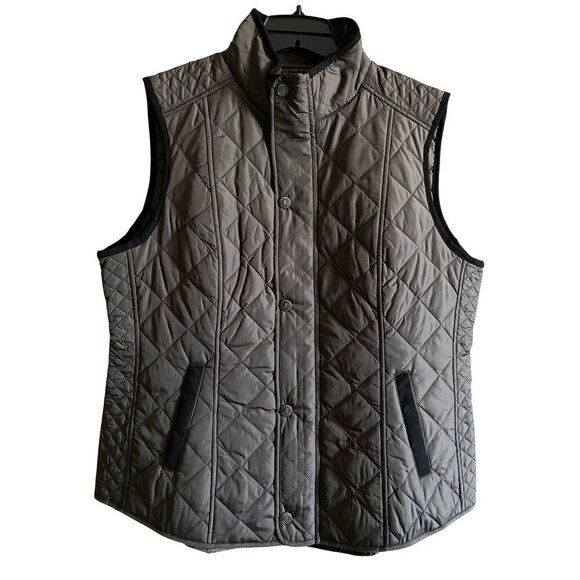 Lucchese Quilted Vest Size XL Polyester Micro Suede Zipper Brown Coastal Cowgirl - Picture 1 of 13